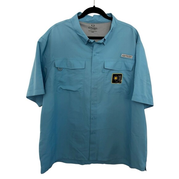 Realtree Fishing Vent UPF 40 Mens Vented Shirt Fish Blue Grotto Size 2Xl NWT - Picture 1 of 8